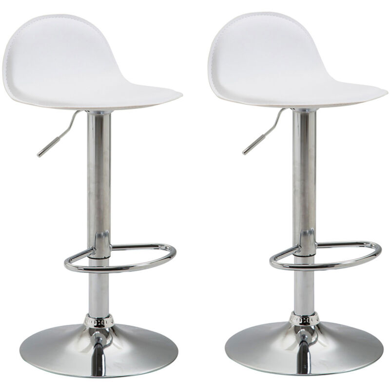 foto del prodotto set 2 sgabelli alti lana in similpelle bianco cromo