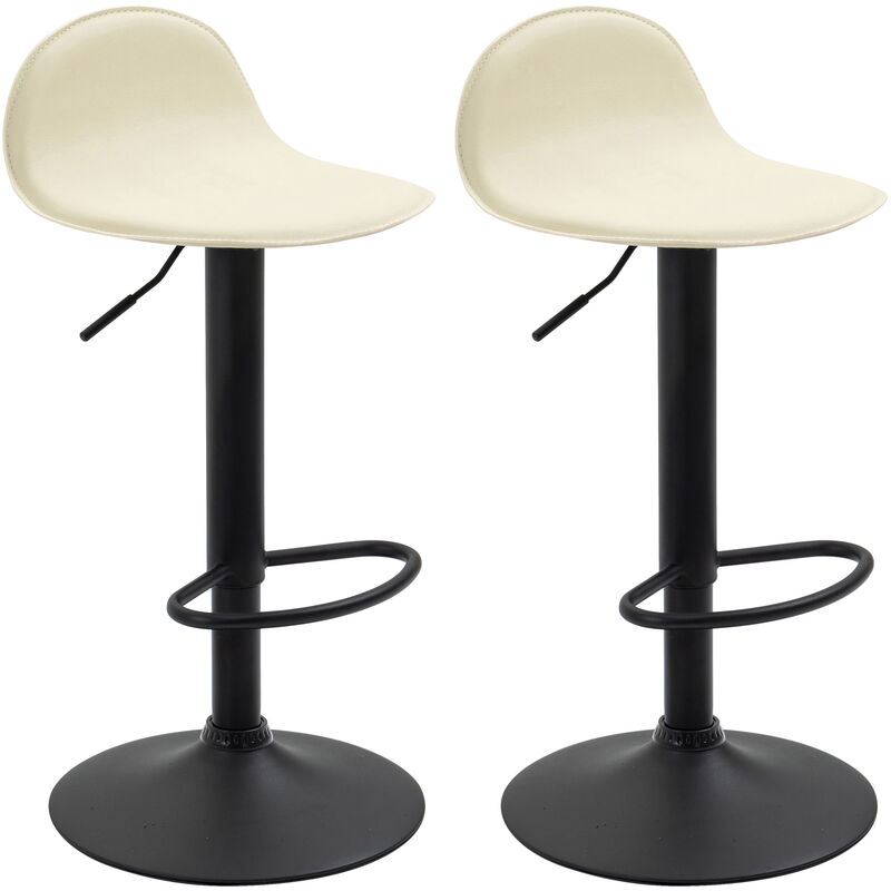 foto del prodotto set 2 sgabelli alti lana in similpelle crema nero