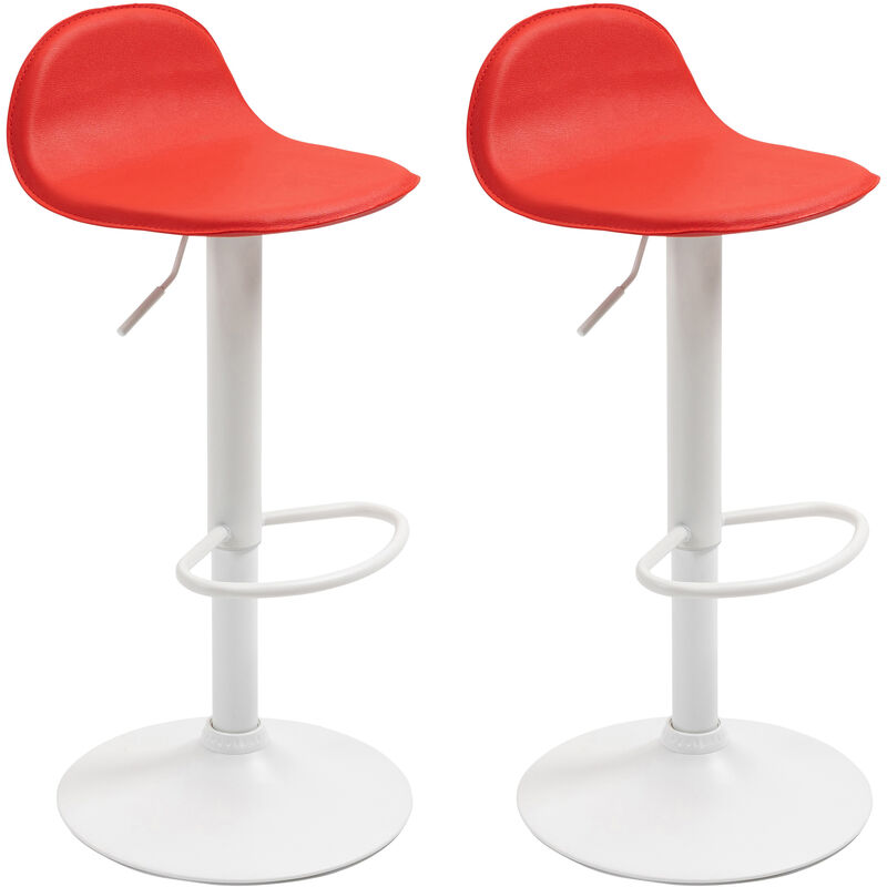foto del prodotto set 2 sgabelli alti lana in similpelle rosso bianco