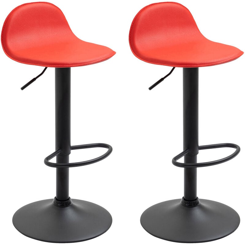 foto del prodotto set 2 sgabelli alti lana in similpelle rosso nero