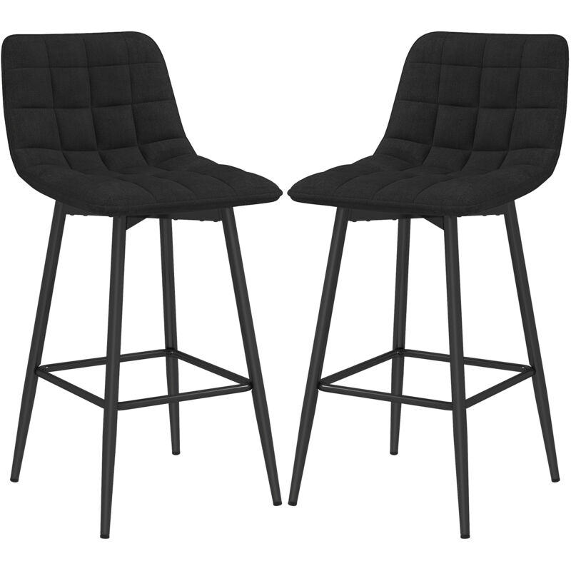 foto del prodotto set 2 sgabelli alti stile nordico in tessuto effetto velluto nero homcom