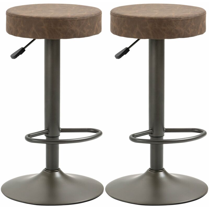 foto del prodotto set 2 sgabelli bar 35x36x64 85 cm con poggiapiedi in similpelle marrone