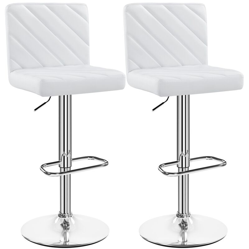 foto del prodotto set 2 sgabelli bar alti cucina moderni design altezza regolabile in similpelle con schienale poggiapiedi girevole 360 da penisola bianchi yaheetech