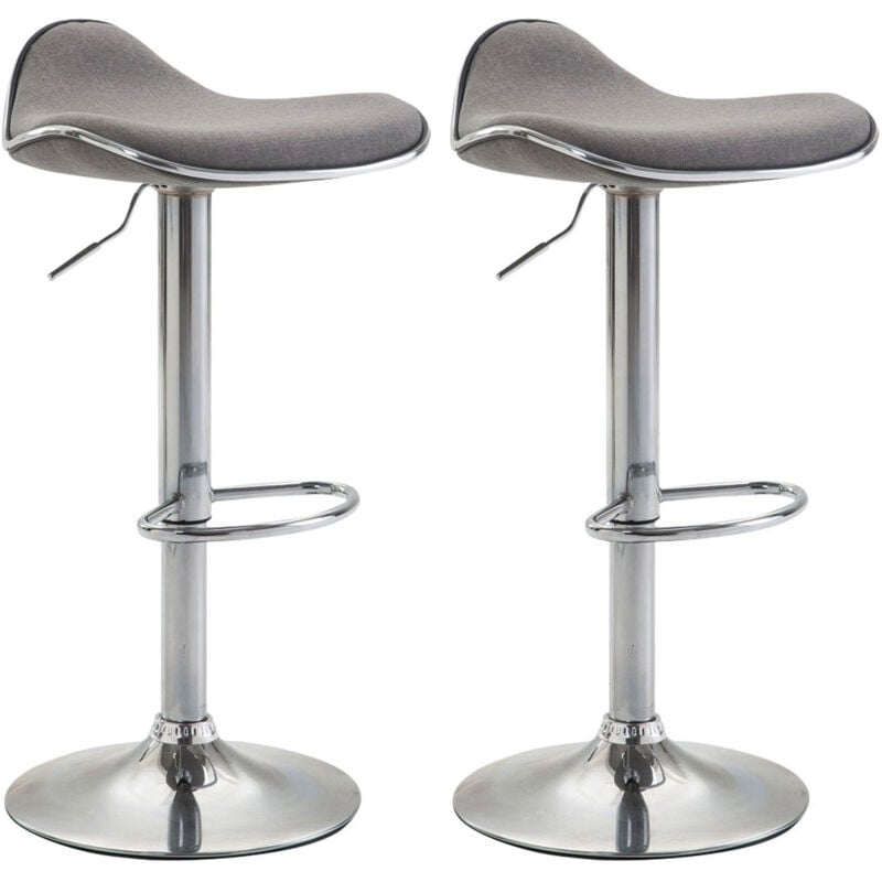 foto del prodotto set 2 sgabelli bar con seduta ergonomica in tessuto grigio chiaro con piede a tromba in metallo 100004411