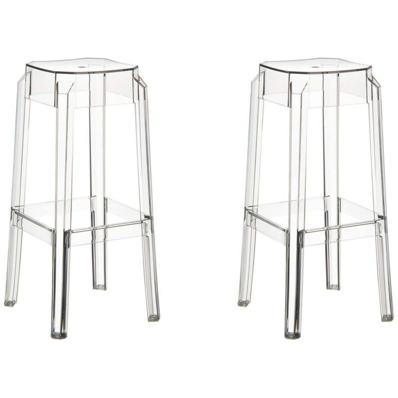 foto del prodotto set 2 sgabelli bar impilabili design moderno in plastica trasparente 100000231