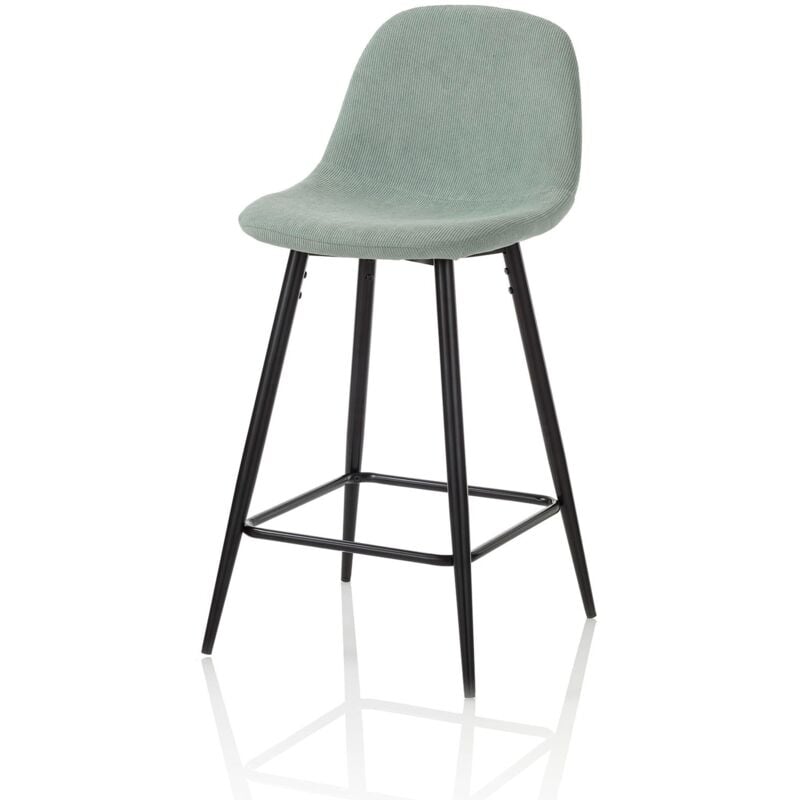 foto del prodotto set 2 sgabelli comfy verde salvia in metallo e velluto