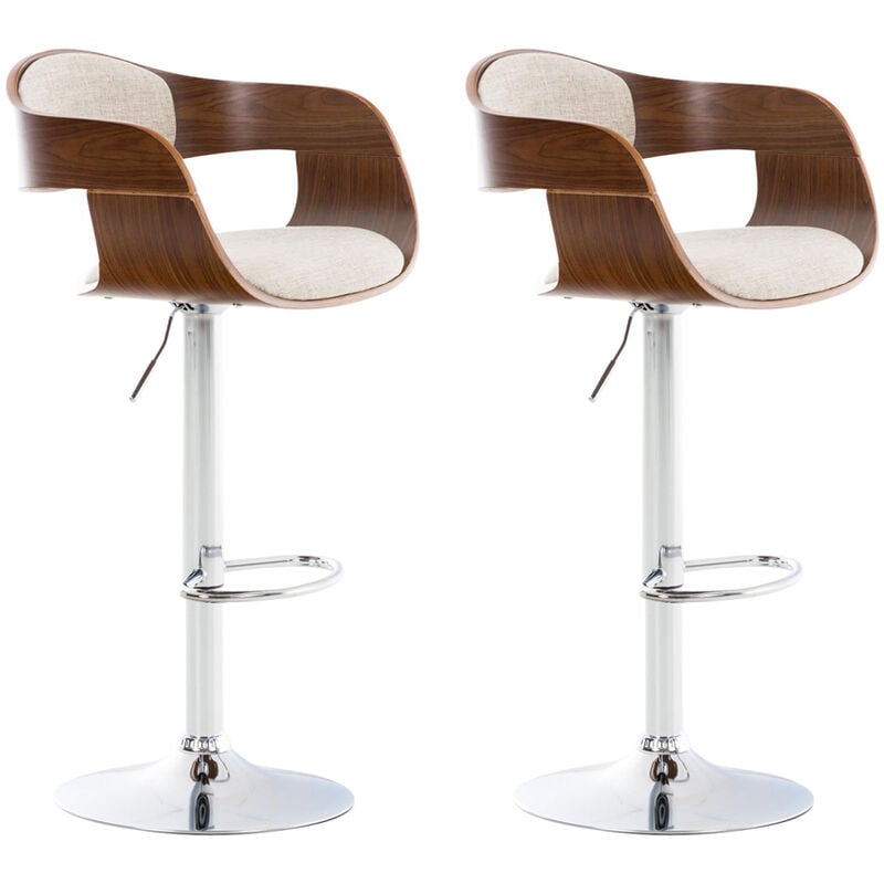foto del prodotto set 2 sgabelli cucina kingston in tessuto noce crema