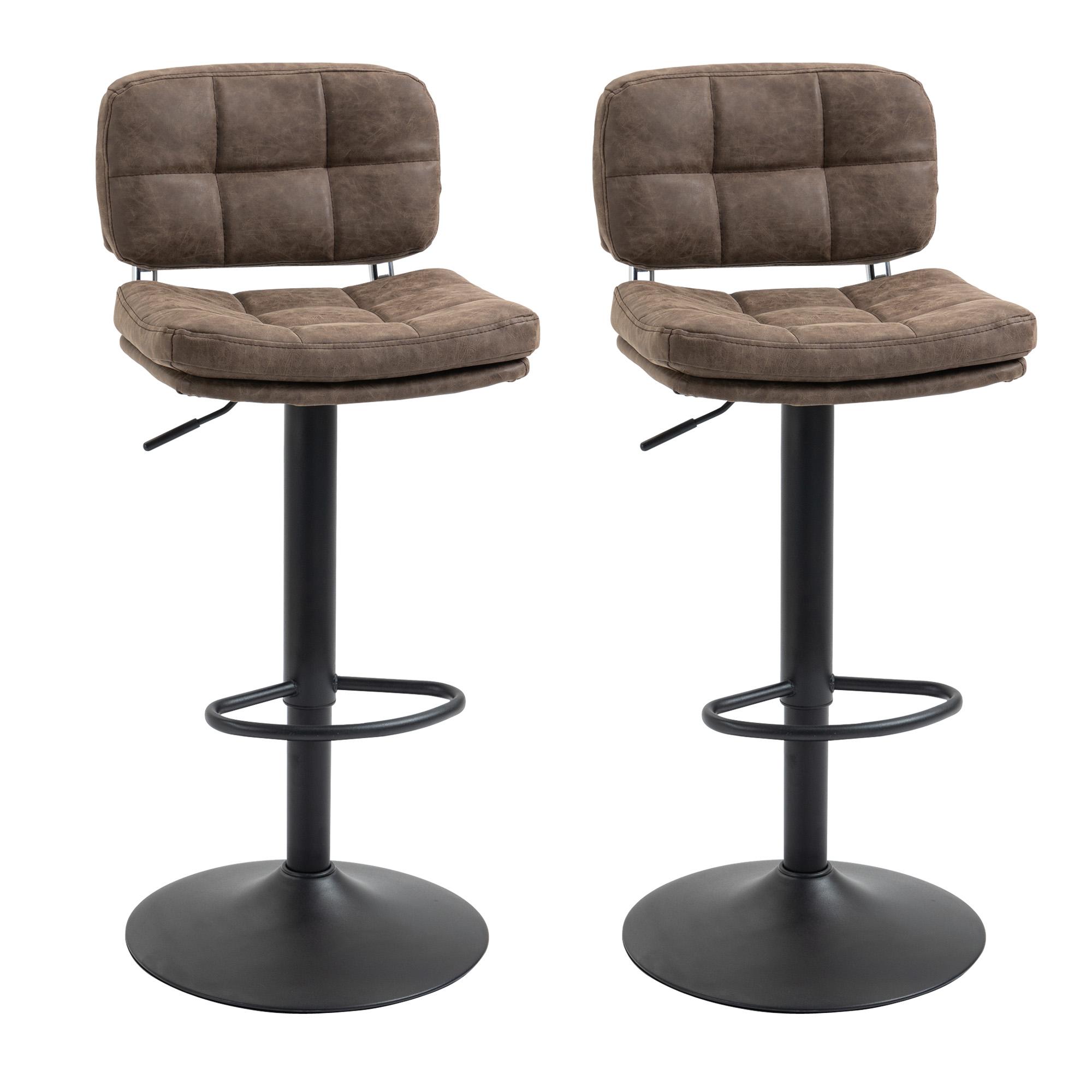 foto del prodotto set 2 sgabelli da bar 41,5x45x85 107 cm in similpelle marrone e nero