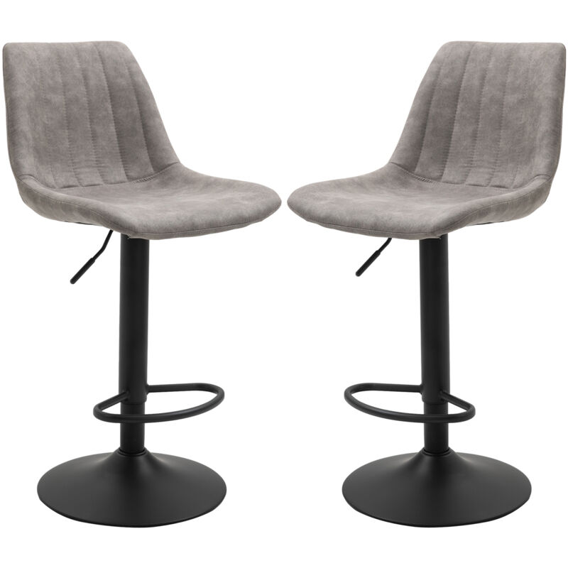 foto del prodotto set 2 sgabelli da bar altezza regolabile con schienale stile industriale homcom