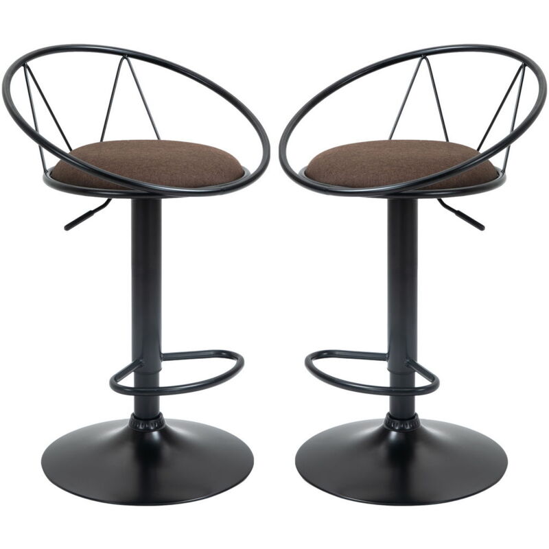 foto del prodotto set 2 sgabelli da bar girevoli con poggiapiedi seduta imbottita marrone