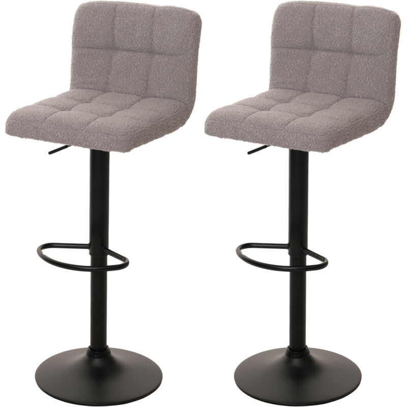 foto del prodotto set 2 sgabelli da bar hhg 852, sedia da bar, girevole e regolabile in altezza, tessuto boucle 450g m , grigio