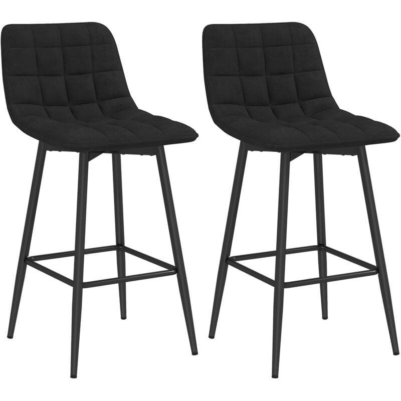 foto del prodotto set 2 sgabelli da cucina stile nordico 45x47x84 cm in tessuto effetto velluto e metallo nero