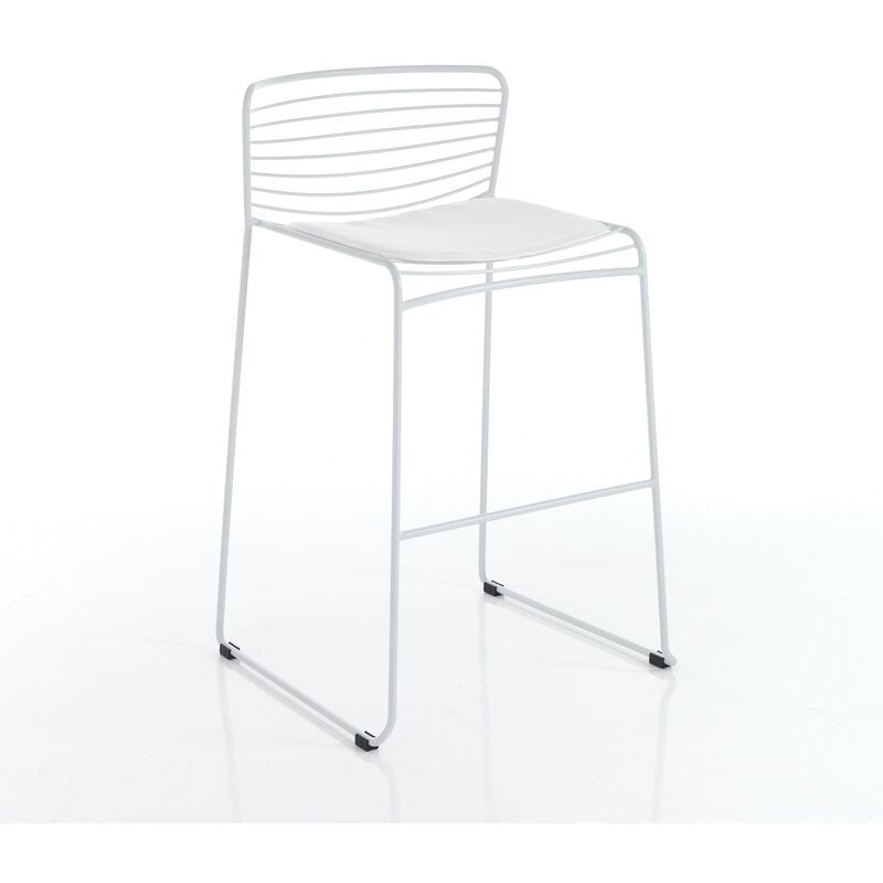 foto del prodotto set 2 sgabelli da esterno in acciaio bianchi cm. h.90 x l.55 x p.51