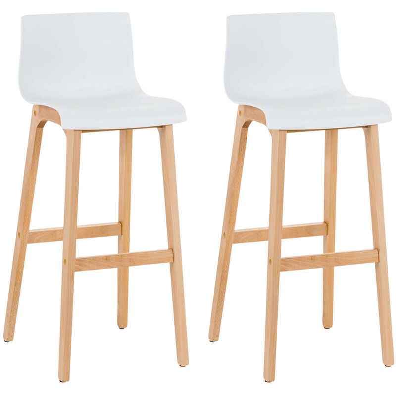 foto del prodotto set 2 sgabelli hover con telaio in legno naturale a 4 gambe bianco