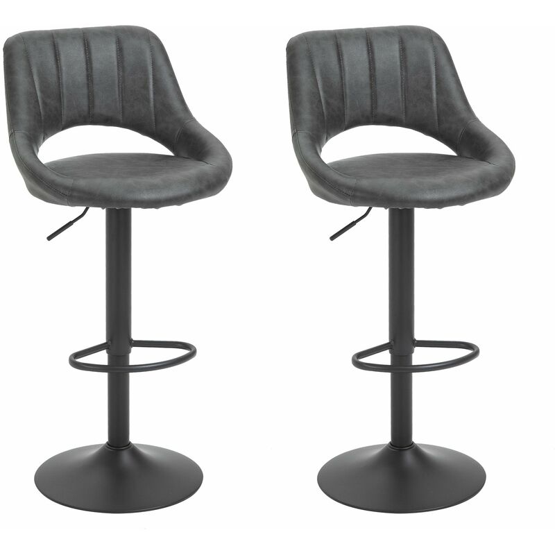foto del prodotto set 2 sgabelli imbottite da bar 44x49x90 110 cm in similpelle grigio