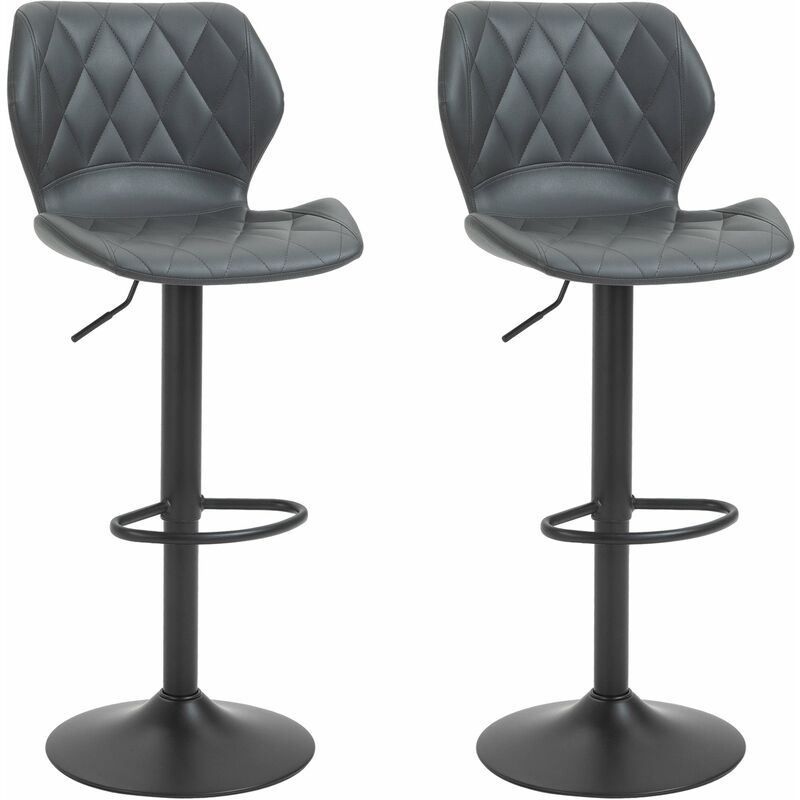 foto del prodotto set 2 sgabelli imbottite da bar 44x50,5x90 110 cm in similpelle grigio