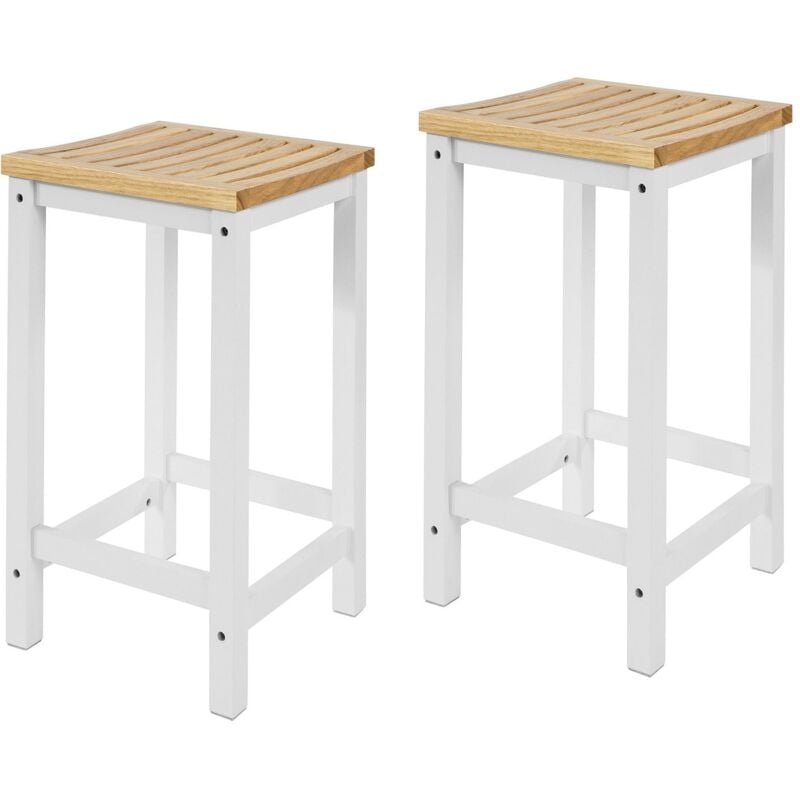 foto del prodotto set 2 sgabelli per cucina moderno sgabelli legno massello bianco altezza 61 cm, max portata 100 kg bianco fst29-wnx2 - sobuy
