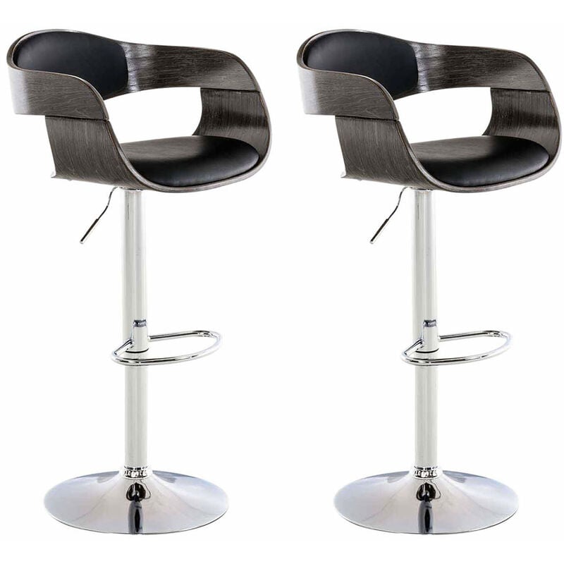 foto del prodotto set 2 sgabelli r tro kingston in similpelle nero grigio