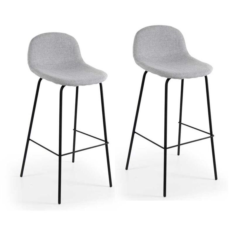 foto del prodotto set 2 sgabelli riga con seduta imbottita e alluminio da 106 cm grigio chiaro