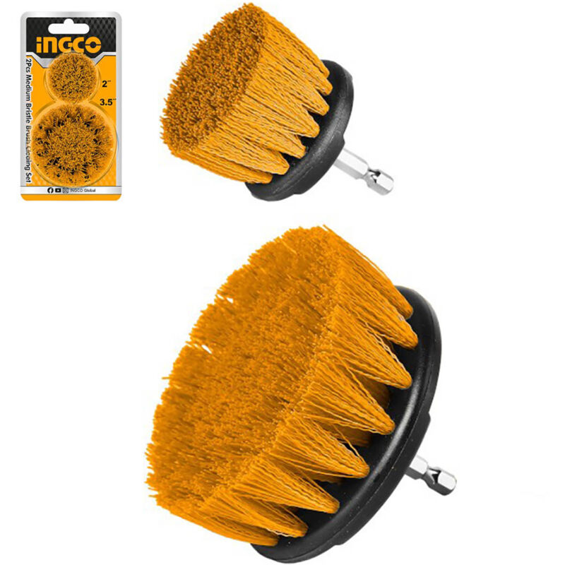 foto del prodotto set 2 spazzole setola media da 5 e 9 cm ingco wcbm2235