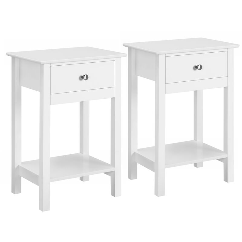 foto del prodotto set 2 tavolini lati comodini da camera da letto moderni 40 x 30 x 61 cm con cassetto in legno e mdf tavolini d'appoggio laterale da divano salotto