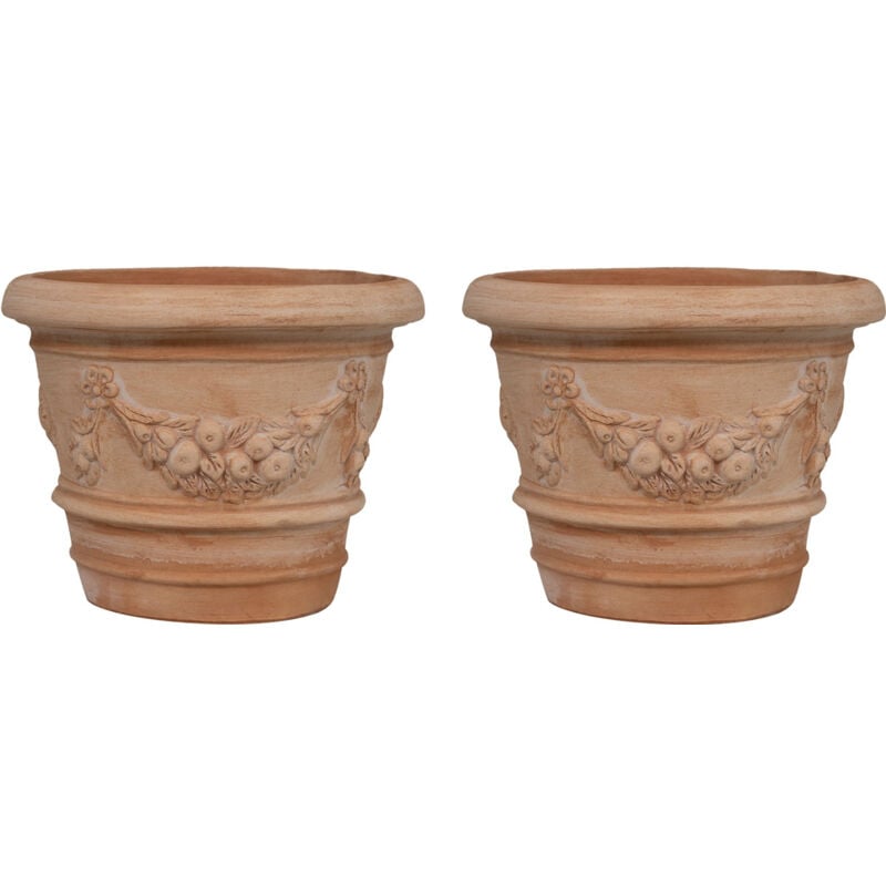 foto del prodotto set 2 vasi in terracotta vaso da esterno rotondo 40x30 cm fioriera da giardino fatto a mano made italy vaso tondo da balcone