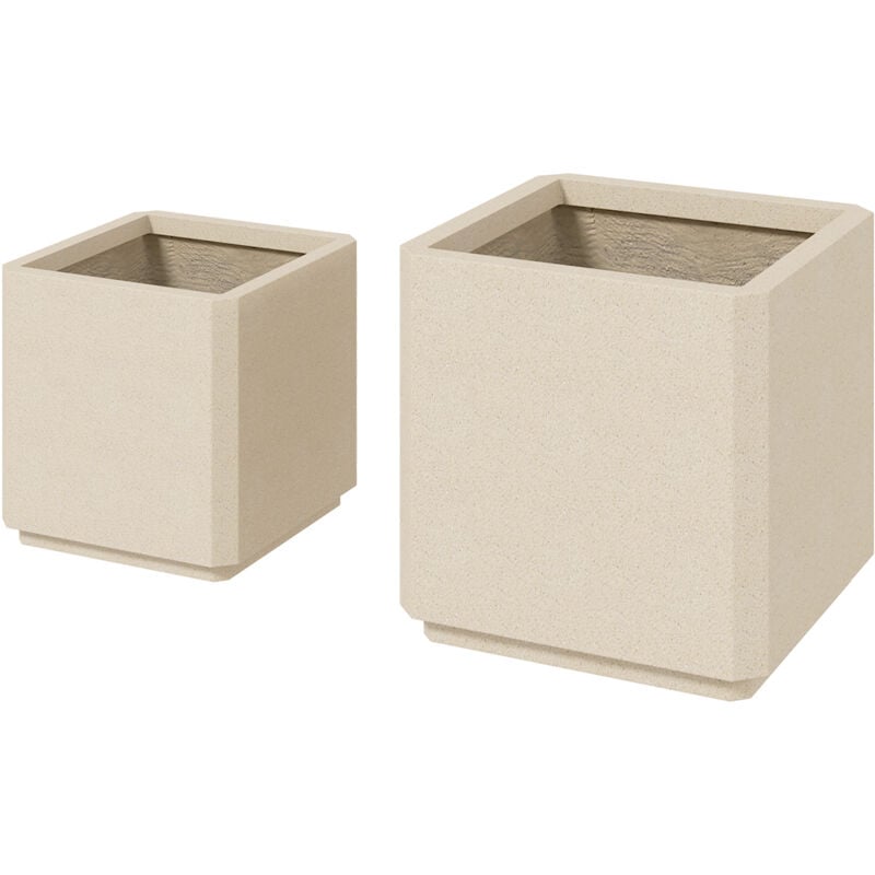 foto del prodotto set 2 vasi per piante quadrati impilabili esterno e interno beige outsunny