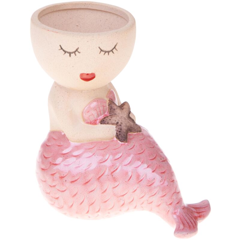 foto del prodotto set 2 vasi sirena seduta 15 h 15 cm rosa