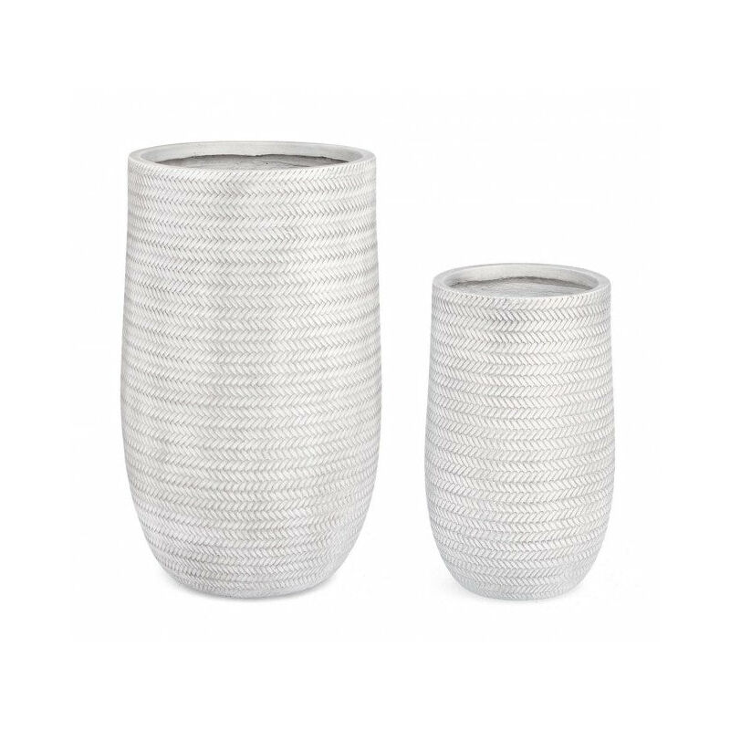 foto del prodotto set 2 vasi tressage alto bianco