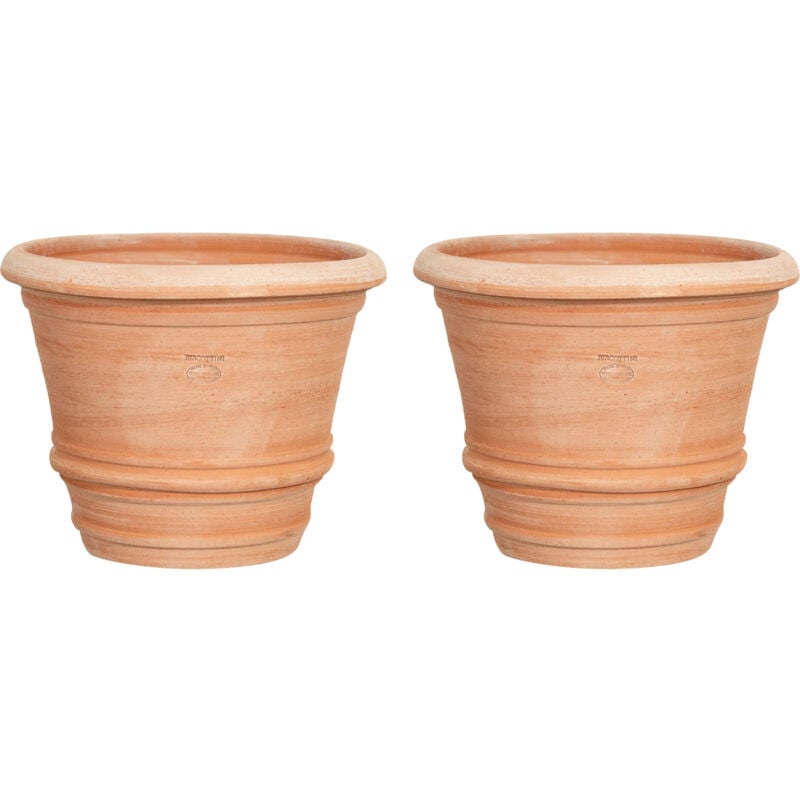 foto del prodotto set 2 vaso in terracotta vaso da esterno vaso tondo fioriera da giardino vaso rotondo per fiori fatta a mano made in italy