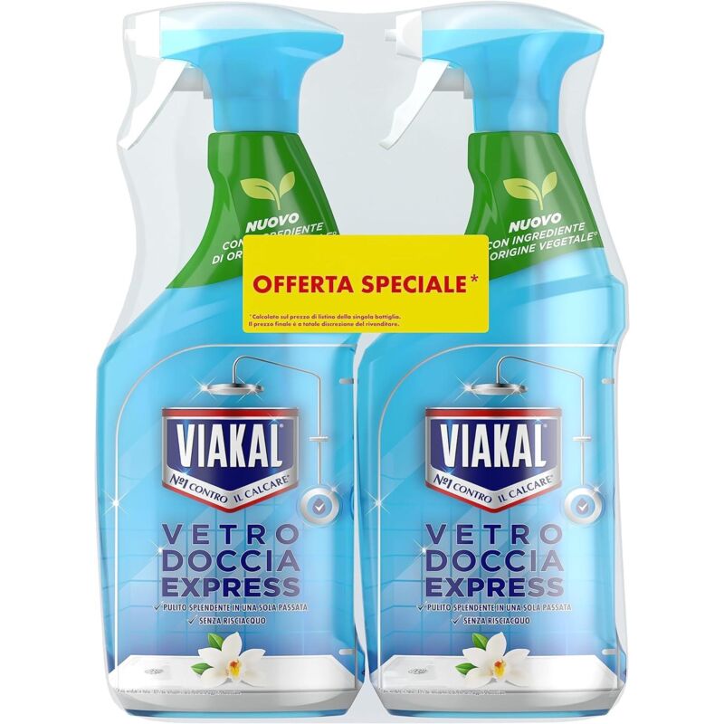 foto del prodotto set 2 viakal vetro doccia express fiori eleganti 720 ml senza risciacquo