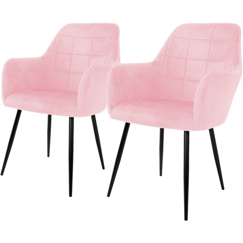 foto del prodotto set 2 x sedia da pranzo rosa poltrone imbottite in velluto stile design retro vintage scandinavo gambe in metallo per sala da pranzo soggiorno