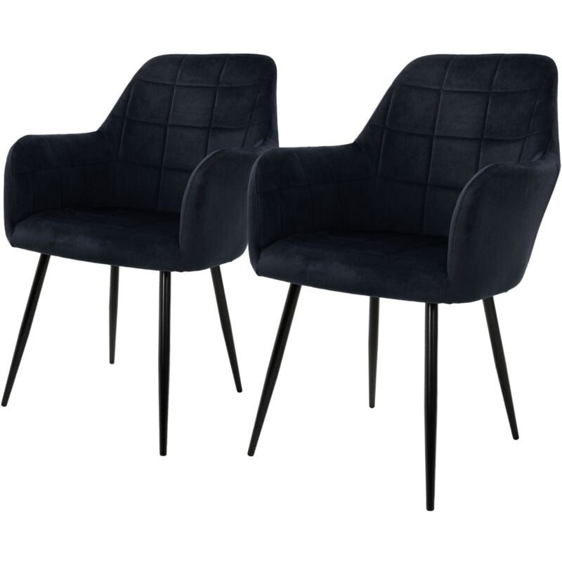 foto del prodotto set 2 x sedie da pranzo nero poltrone imbottite in velluto stile design retro vintage scandinavo gambe in metallo per sala da pranzo soggiorno