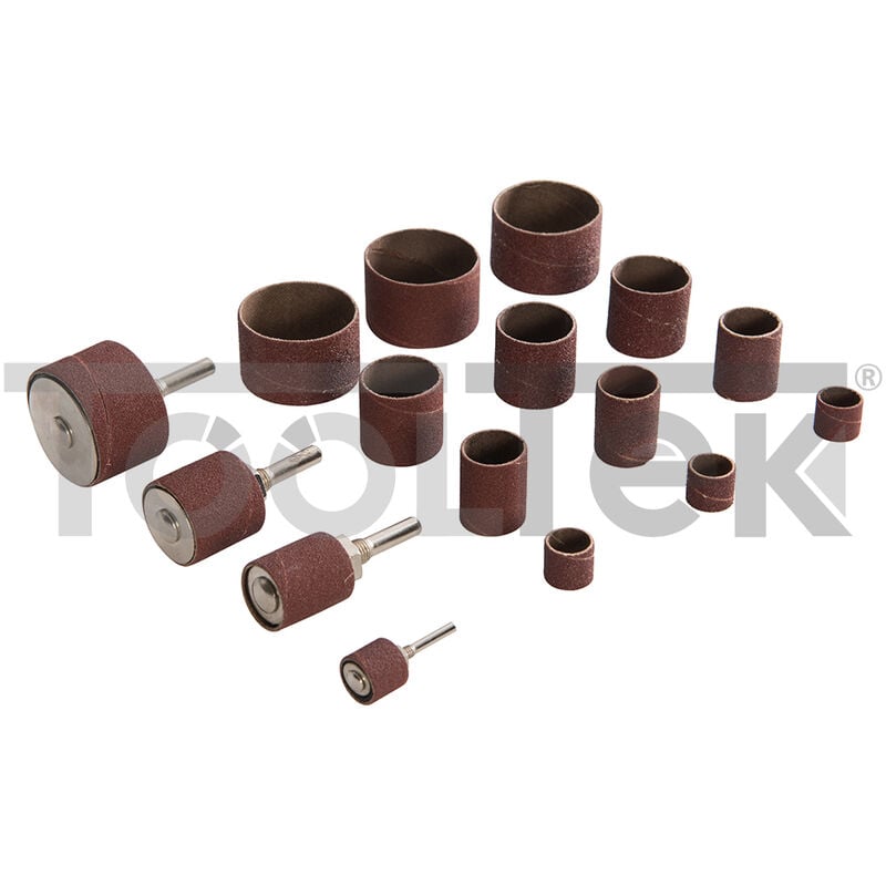 foto del prodotto set 20pz ruote tamburi lamellari abrasive levigatura legno 13,19,25,38mm 381141