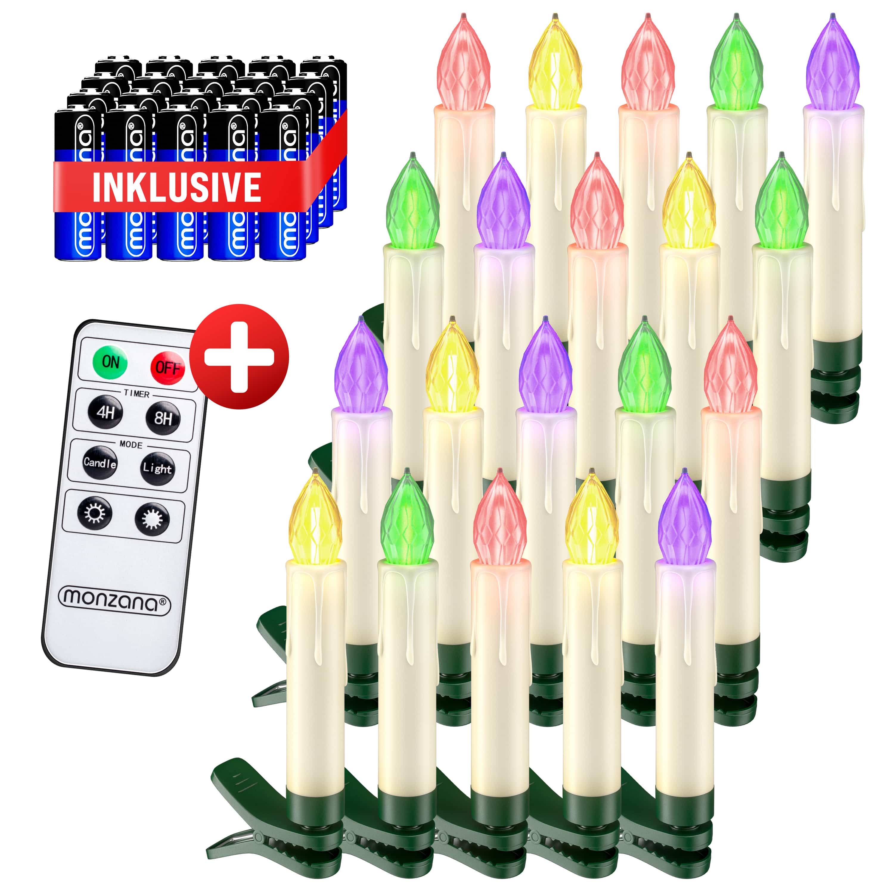 foto del prodotto set 20x candele led per albero di natale multicolore batteria incl