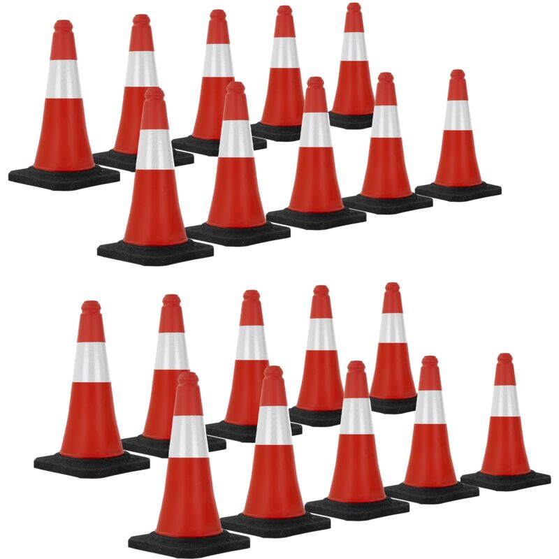 foto del prodotto set 20x coni stradali segnaletici per il traffico da 51 cm rosso e bianco coni con strisce bianche riflettenti piloni con base pesante di