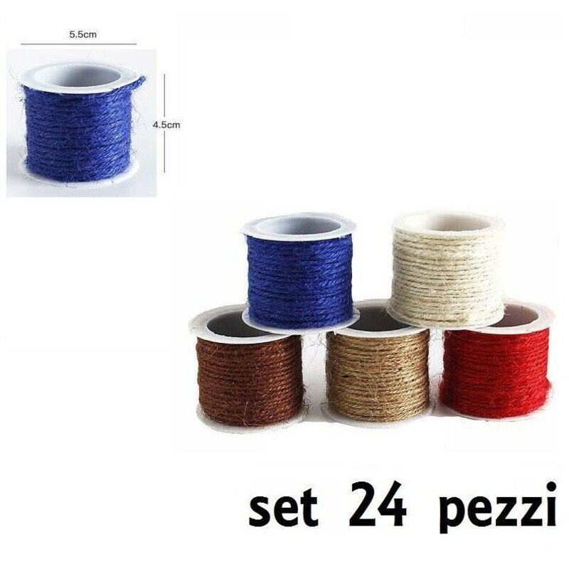foto del prodotto set 24 pezzi filati di lino colorato 3mmx4,5mt lavoretti bricolage hobby trade shop traesio