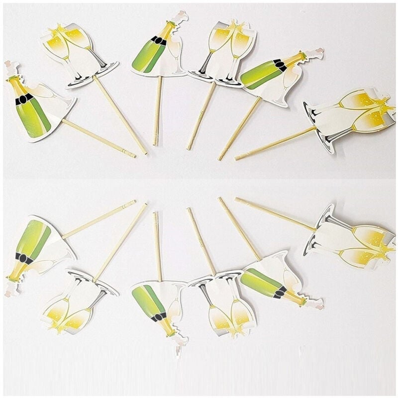 foto del prodotto set 24 pezzi stuzzicadenti champagne brindisi cupcake per festa aperitivo snack - - trade shop traesio