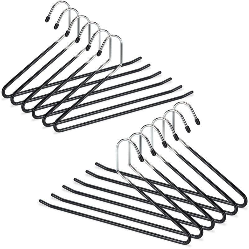 foto del prodotto set 24x grucce appendiabiti per pantaloni antiscivolo, gommate in metallo, salvaspazio, 35 cm, nero