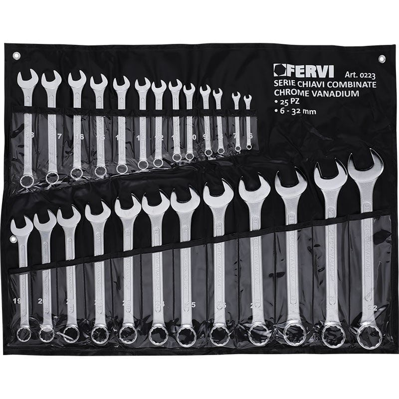 foto del prodotto set 25 pz chiavi combinate metriche fisse e stella 6 32 mm fervi 0223