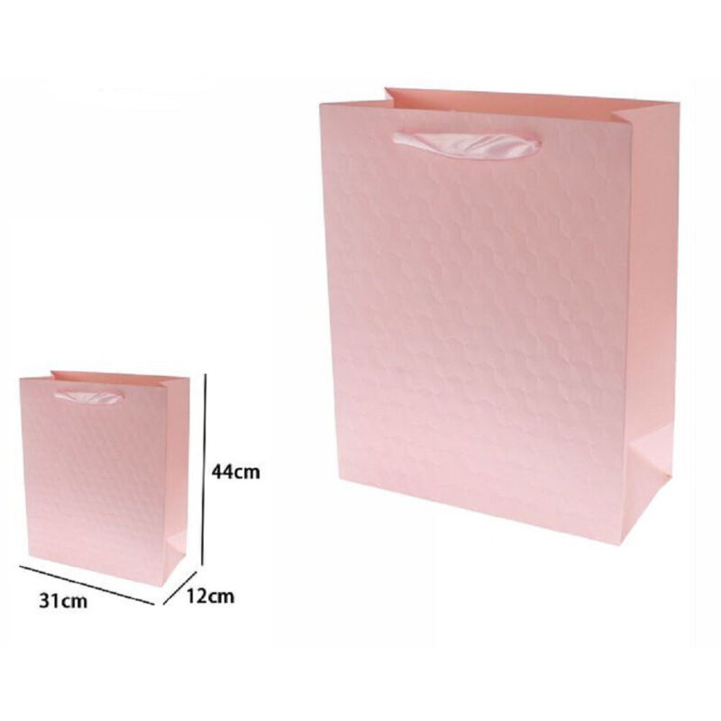 foto del prodotto set 2pz borse buste regalo shopper rosa goffrata manico tessuto 44x31x12cm 69931 trade shop traesio