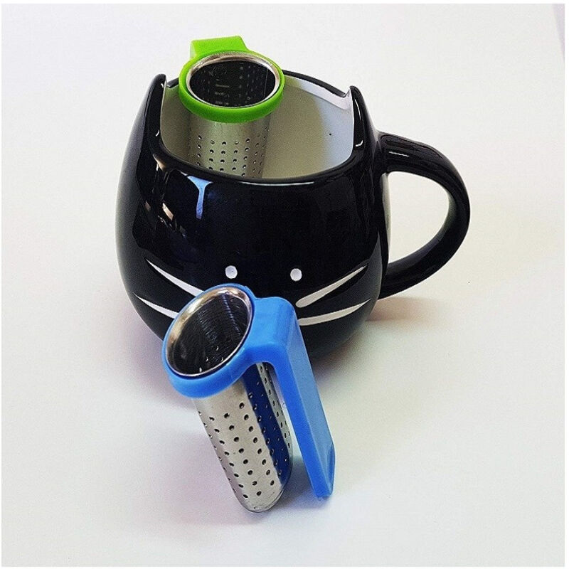 foto del prodotto set 2pz filtro acciaio per tisane infusore con manico colino da te in metallo trade shop traesio