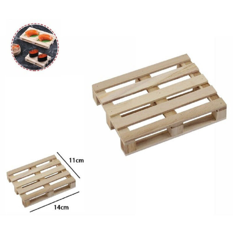 foto del prodotto set 2pz mini pallet di legno bancale vassoi piatto sottobicchiere 14x11cm 74032a trade shop traesio