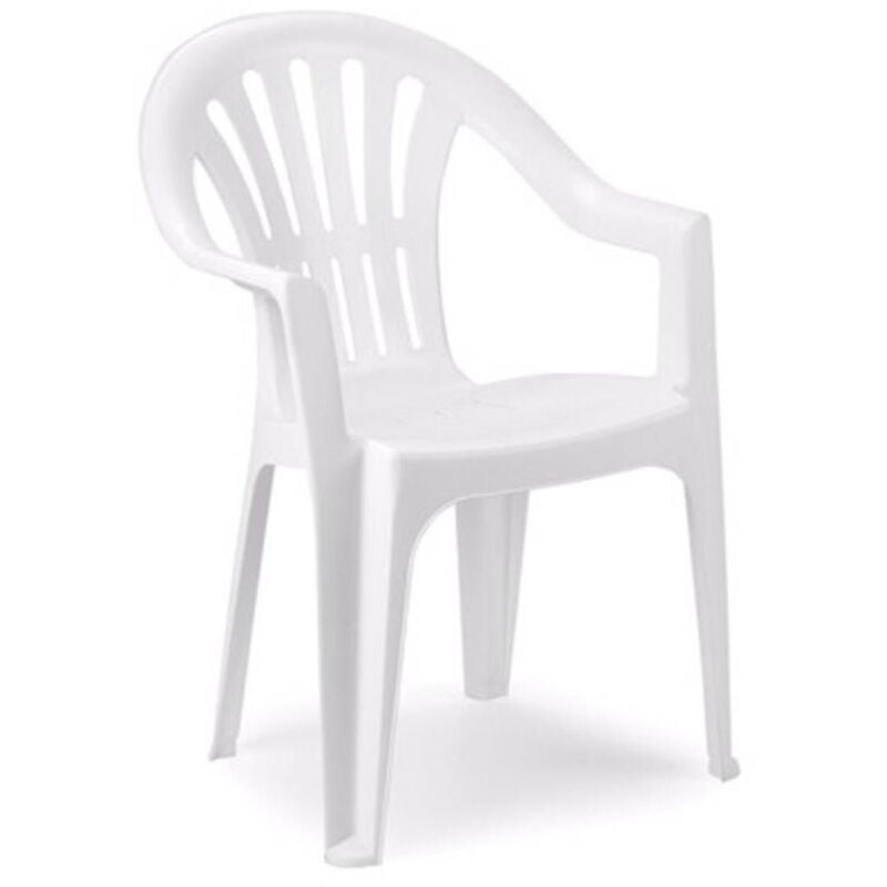 foto del prodotto set 2pz sedia monoblocco in plastica schienale alto con braccioli bianco giardino 008938 trade shop traesio