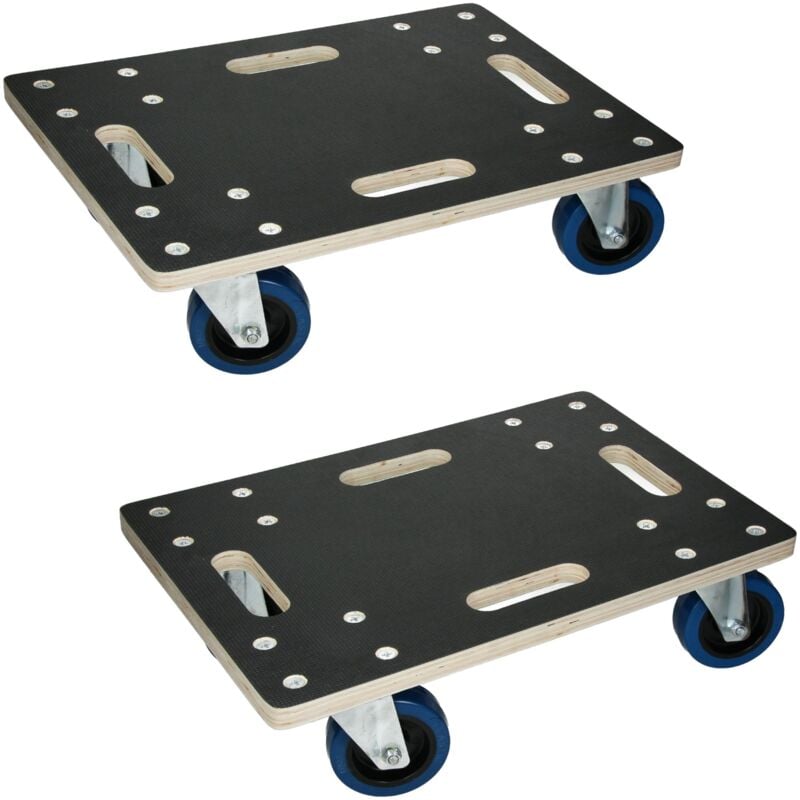 foto del prodotto set 2x carrello da trasporto mobili elettrodomestici 35x50 cm portata carico max. 800 kg piattaforma girevole pedana con ruote in gomma base mobile