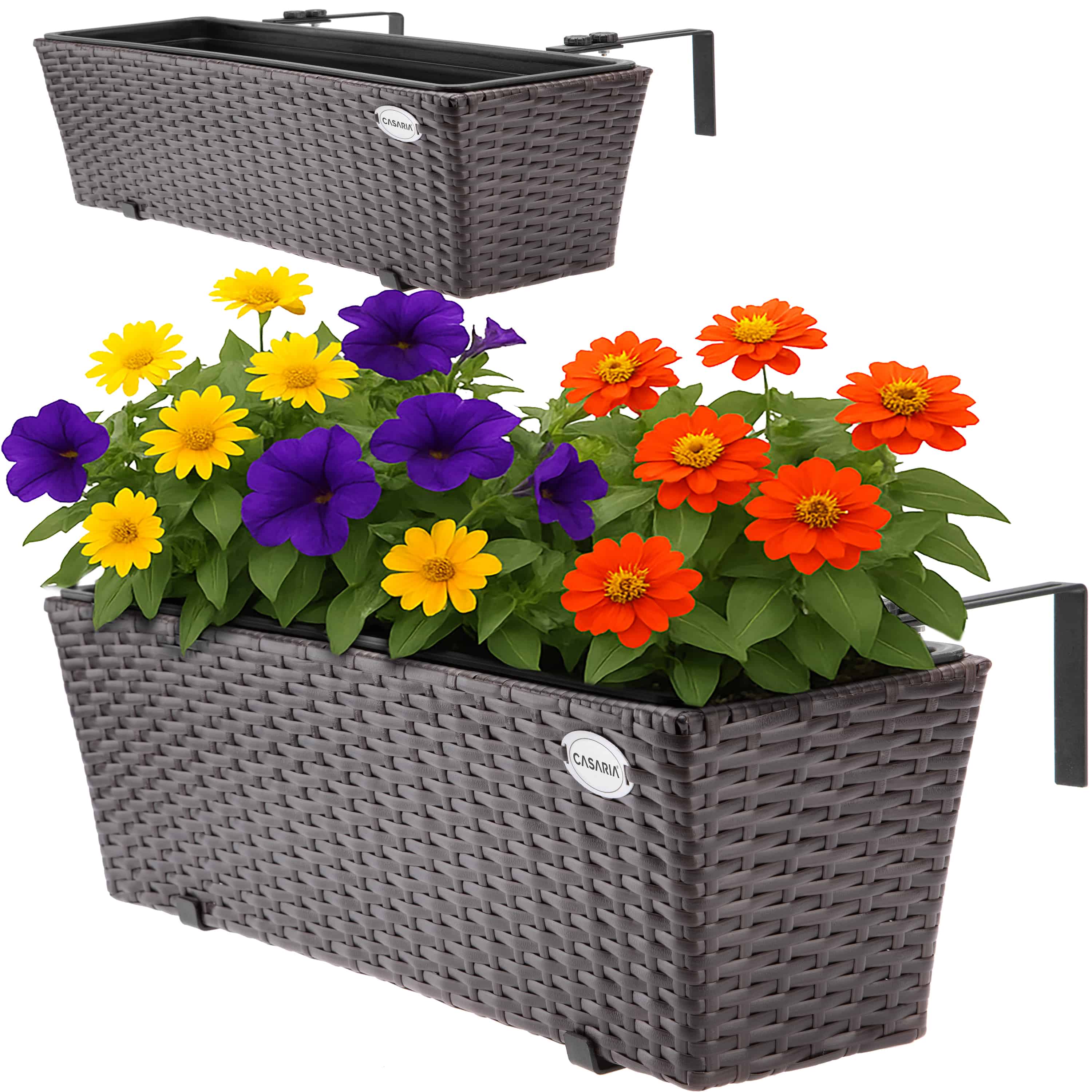 foto del prodotto set 2x fioriera balcone marrone polyrattan