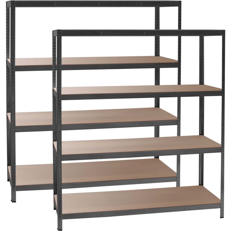 foto del prodotto set 2x scaffali a incastro per carichi pesanti nero 160x60x180cm 4 ripiani 175kg piano wiltec