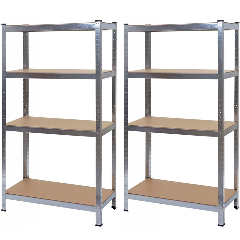 foto del prodotto set 2x scaffali officina ufficio hhg 094 mdf metallo 40x80x160cm 4x ripiani grigio