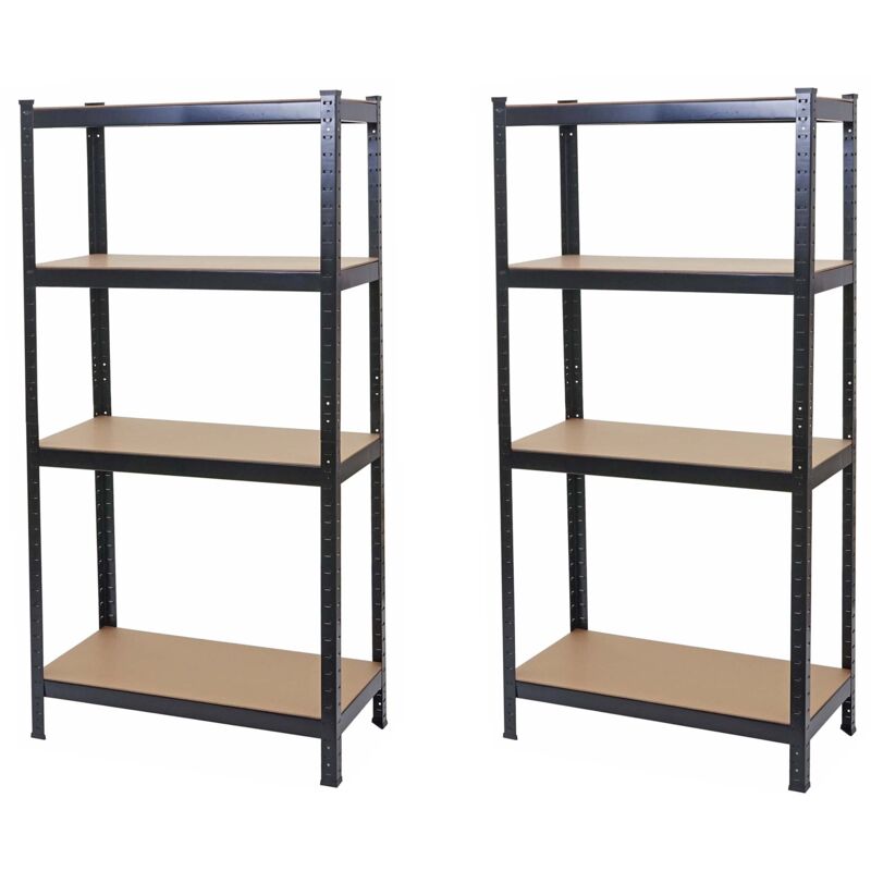 foto del prodotto set 2x scaffali officina ufficio hhg 094 mdf metallo 40x80x160cm 4x ripiani nero
