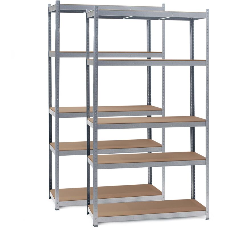 foto del prodotto set 2x scaffali zincati a incastro per carichi pesanti 100x50x200cm 5 ripiani 200kg piano wiltec